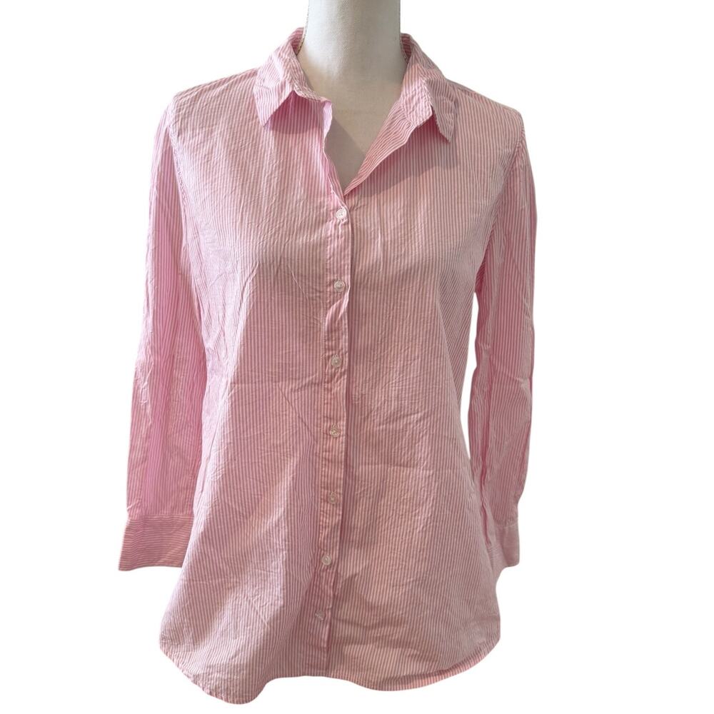Tyler Boe Candy Stripe Cotton Button Down Shirt Pink White